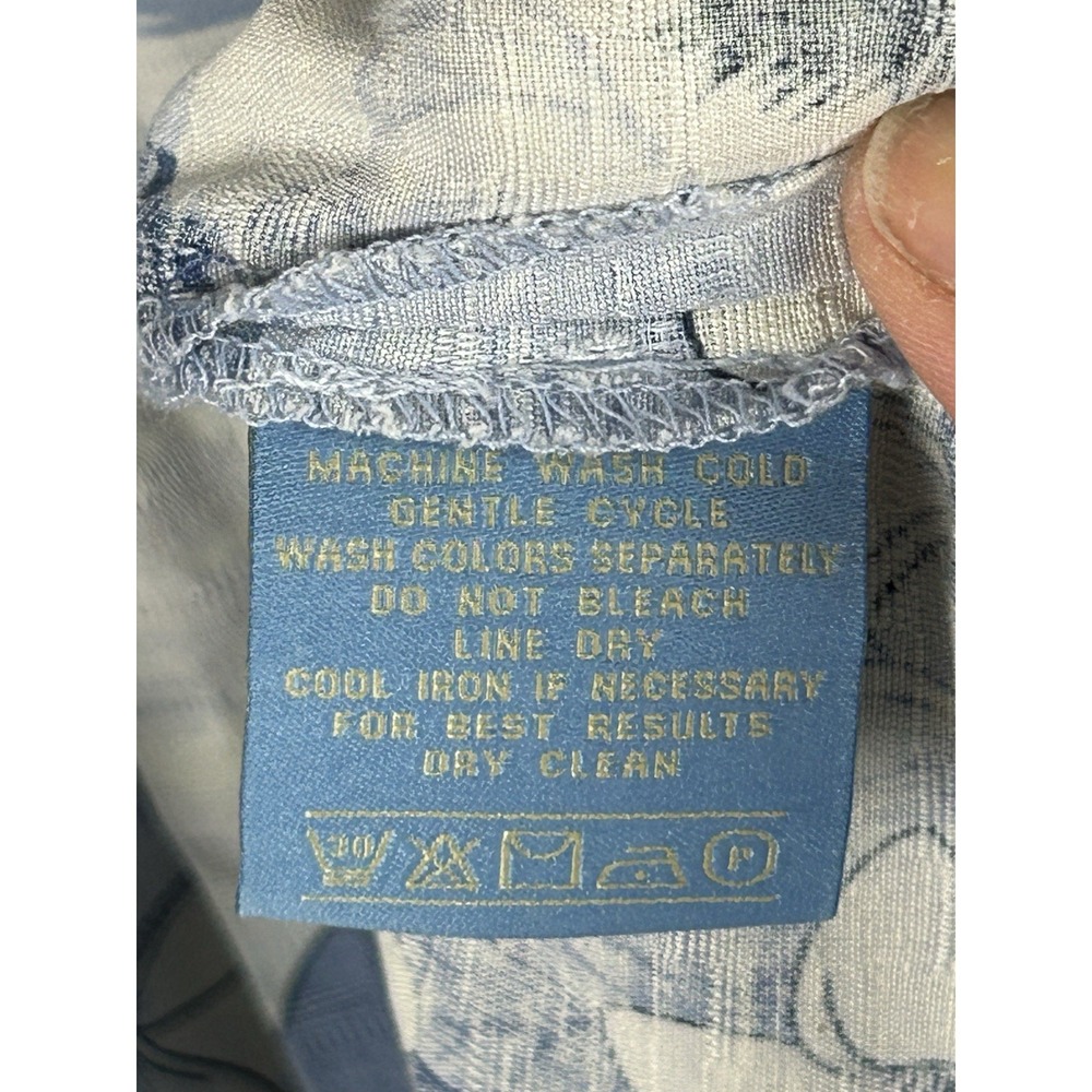 Bermuda Bay 100% Silk Hawaiian Shirt Blue White‎ Short Sleeve Button Up Size 2XL - Picture 9 of 13